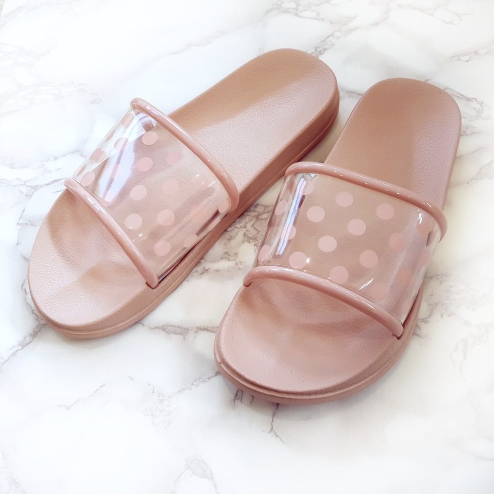 Women's Polka Dots Clear Open-Toe Slide Sandals
